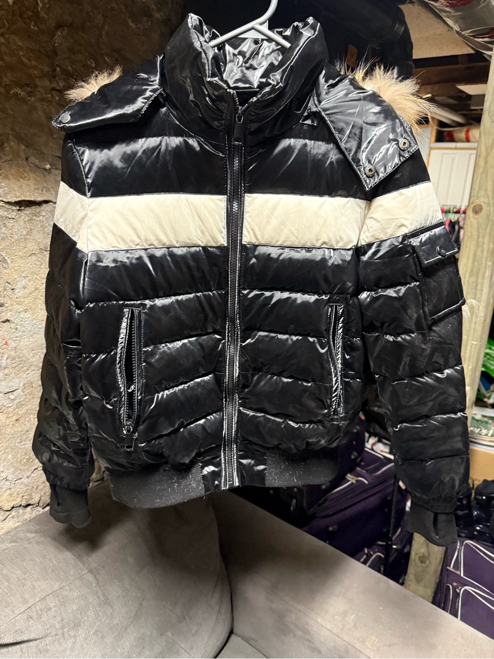 Orangemom faux fur hood down filled jacket child size 10 medium